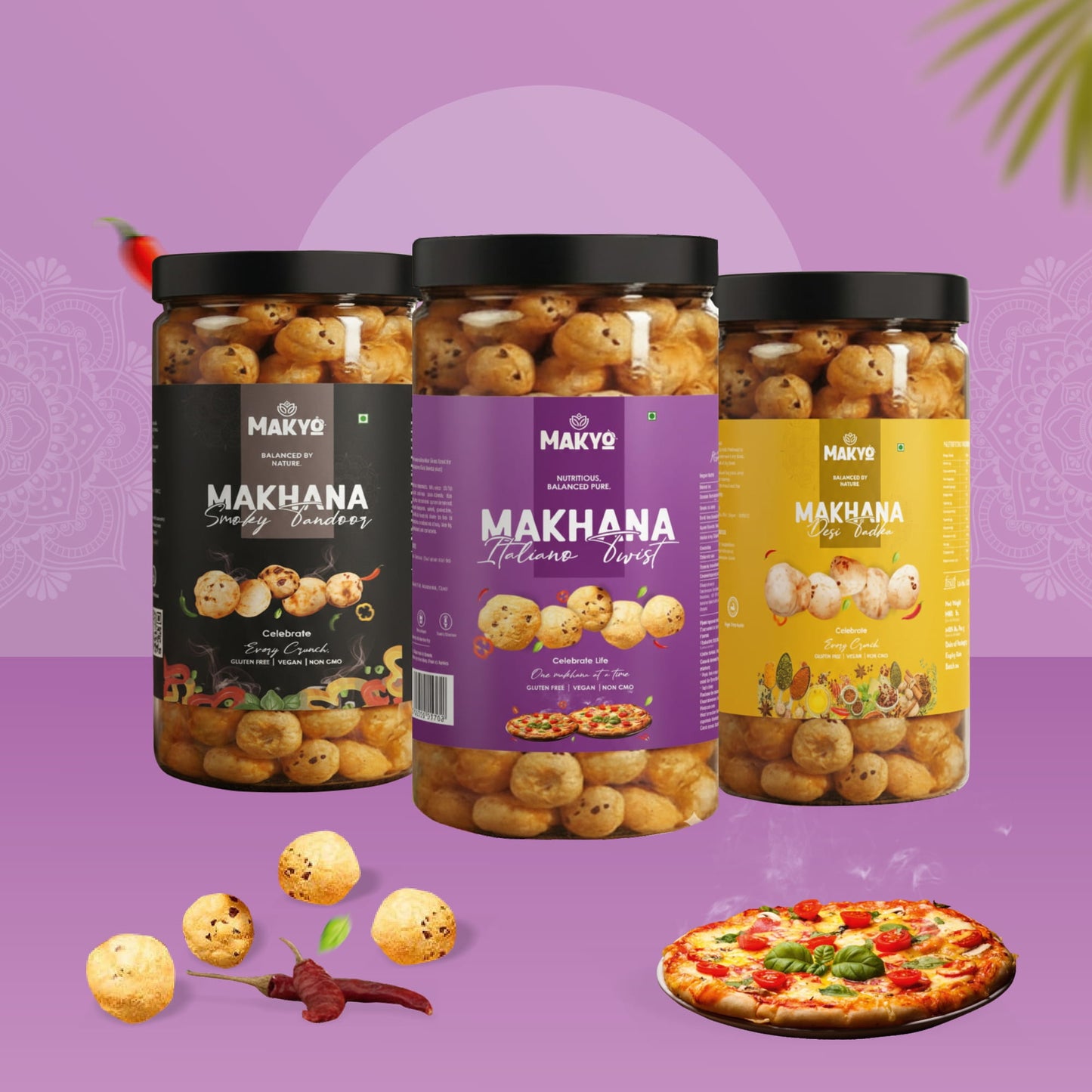 Makyo Triple Makhana Combo Pack, 3 × 65g