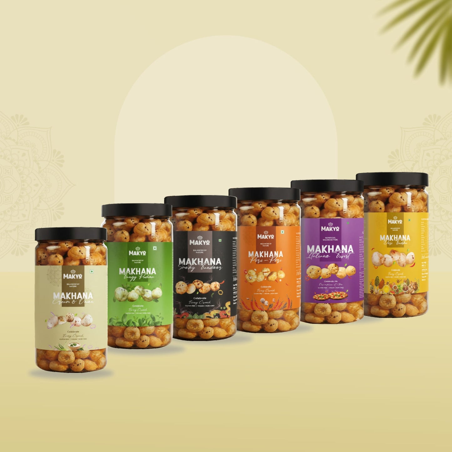 Makyo Six Flavour Makhana Combo Pack, 6 × 65g