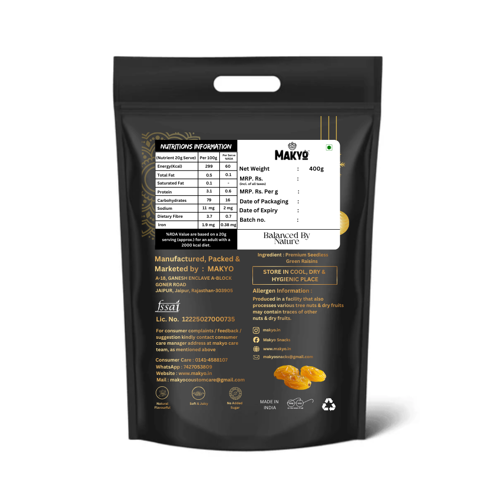 Premium Quality Golden Raisins (Kishmish) 400g | Naturally Sweet & Fresh