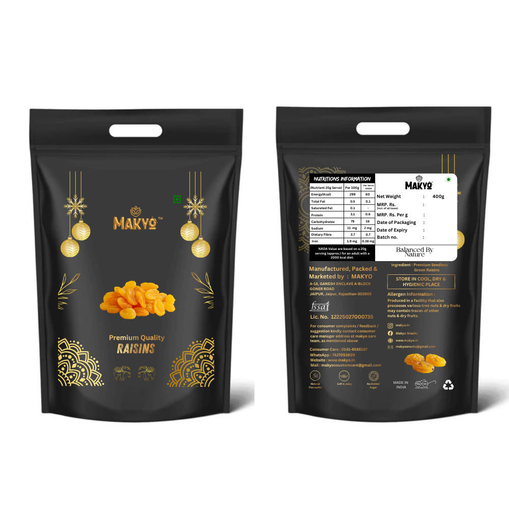 Premium Quality Golden Raisins (Kishmish) 400g | Naturally Sweet & Fresh