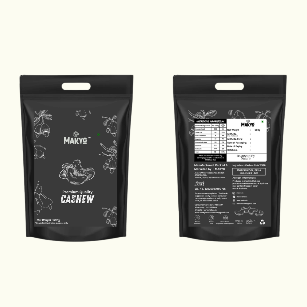 Makyo Premium Cashew Nuts – 500g Fresh Whole Kaju